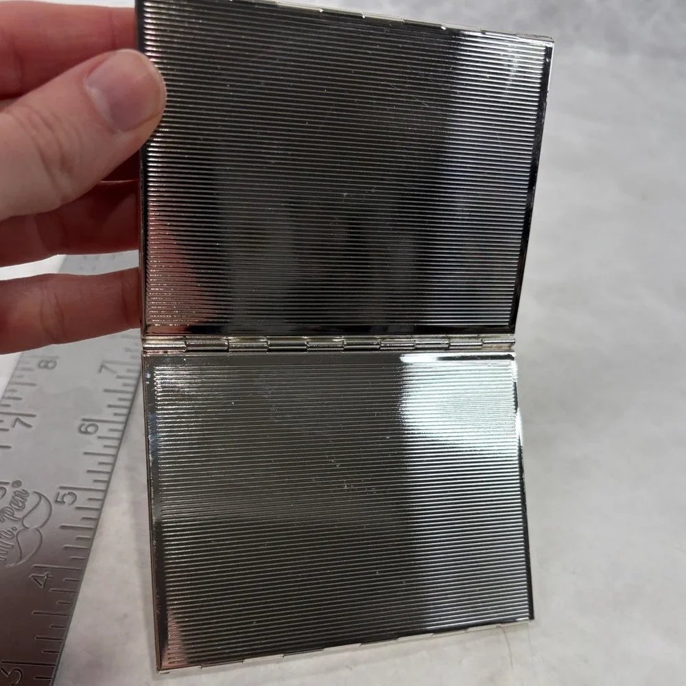Vintage Burnes of Boston Silver Metal Quad Fold 2.5x3.5 Picture Frame 4-Way